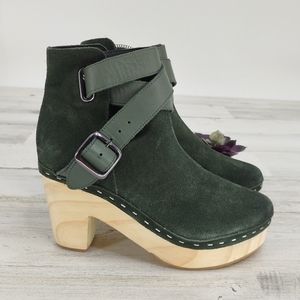 Free People NEW Bungalow Green Suede Booties